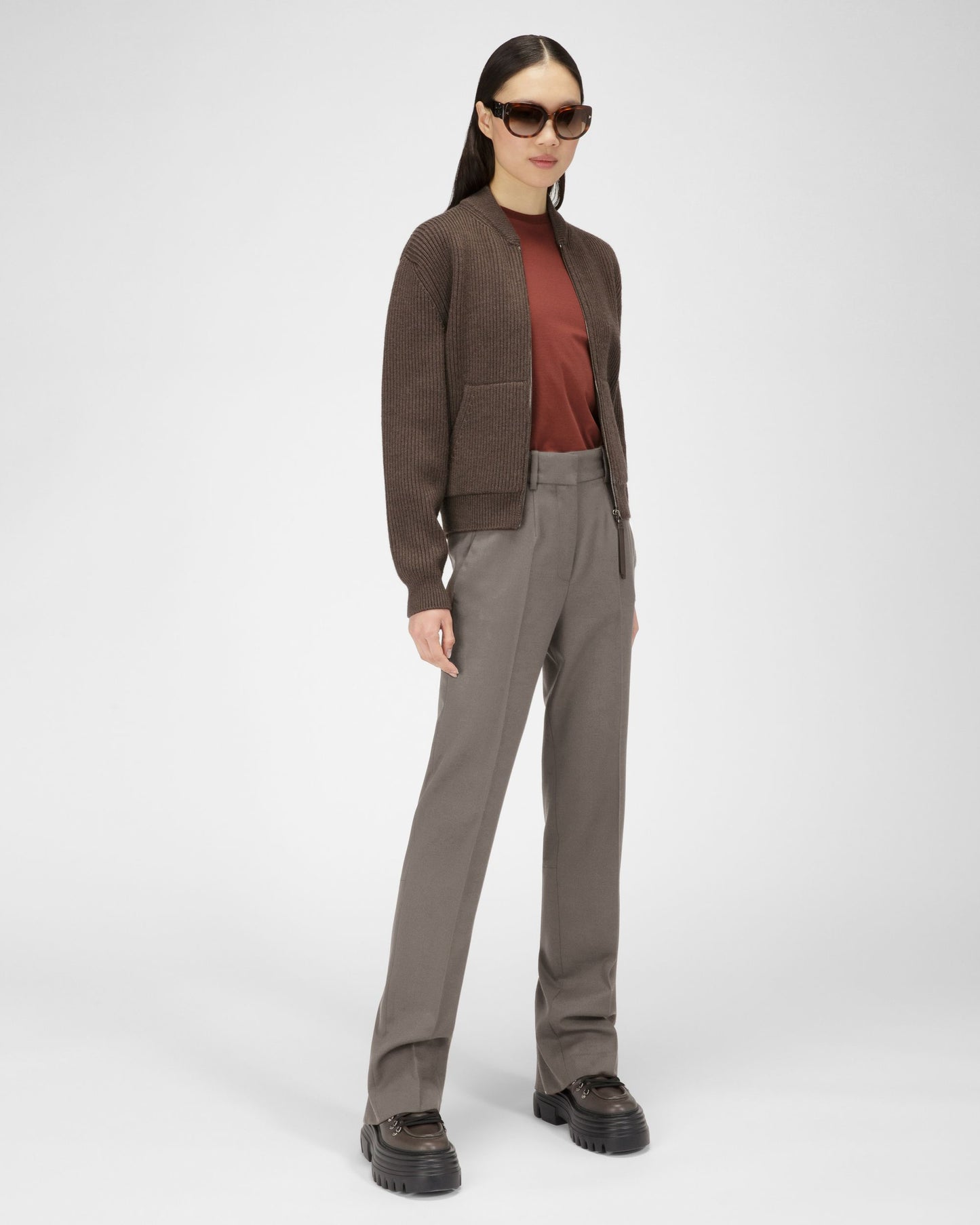 Wool & Cotton Trousers In Grey