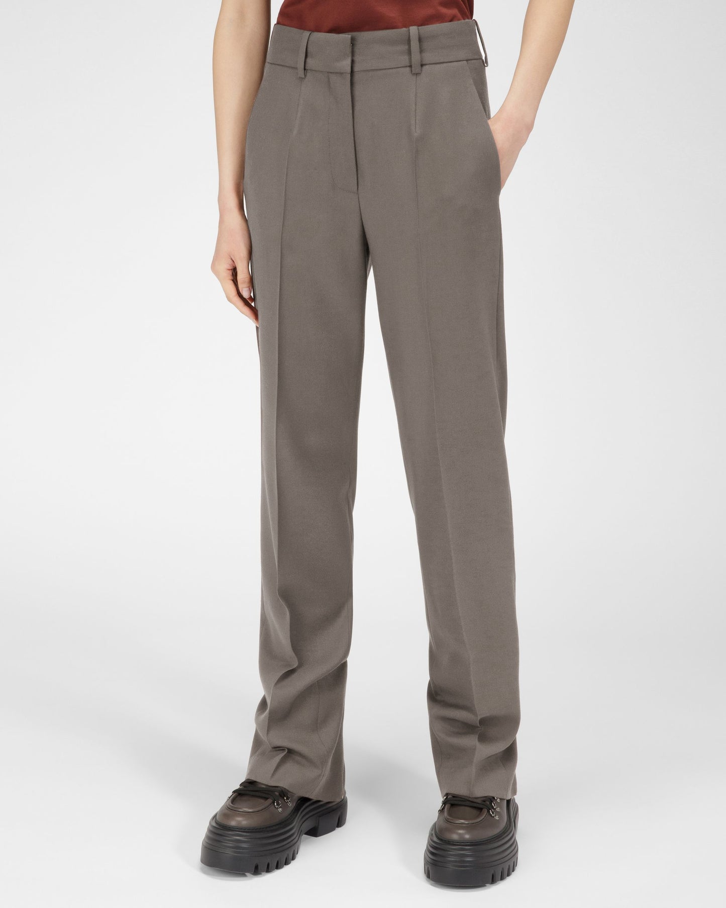 Wool & Cotton Trousers In Grey