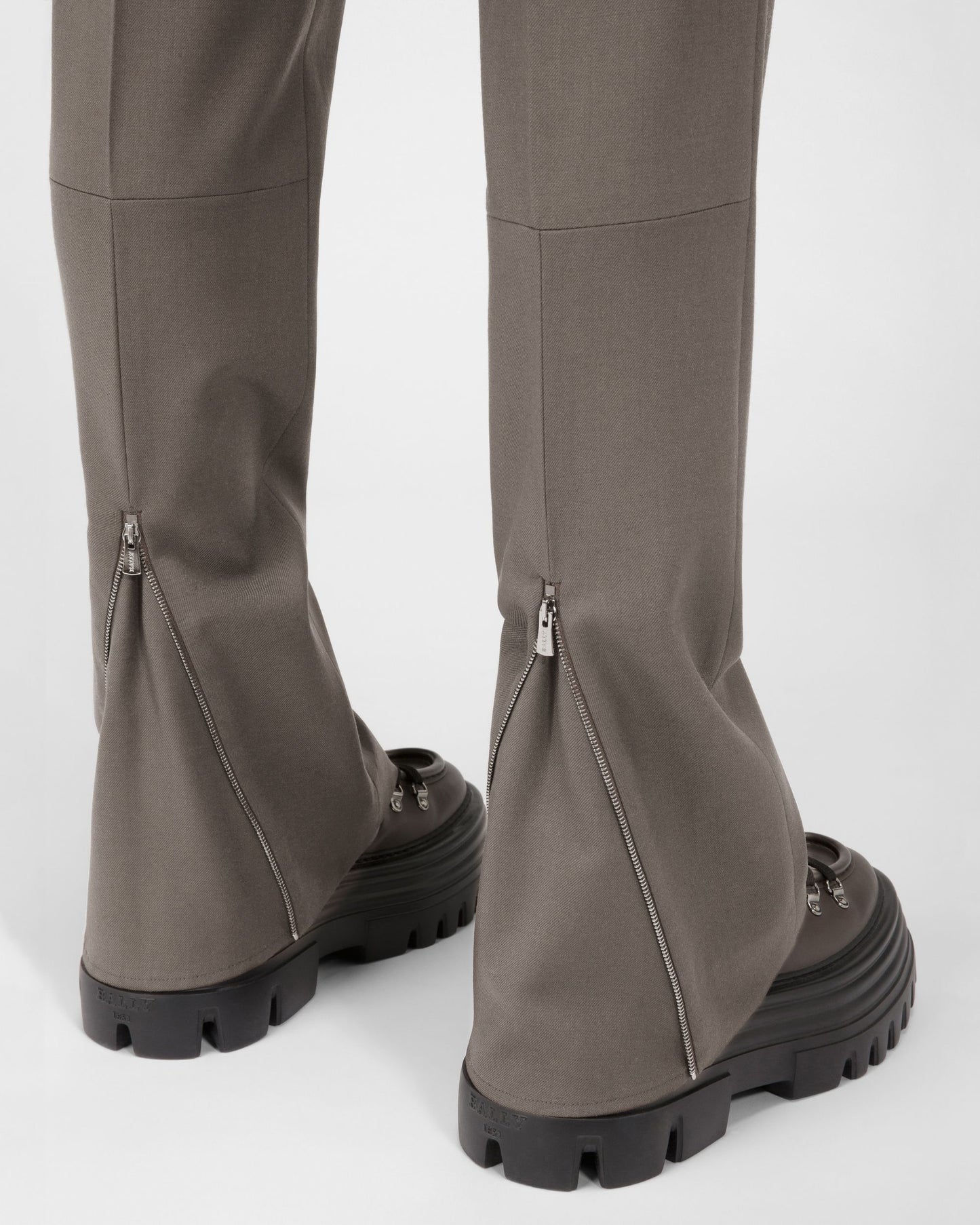 Wool & Cotton Trousers In Grey