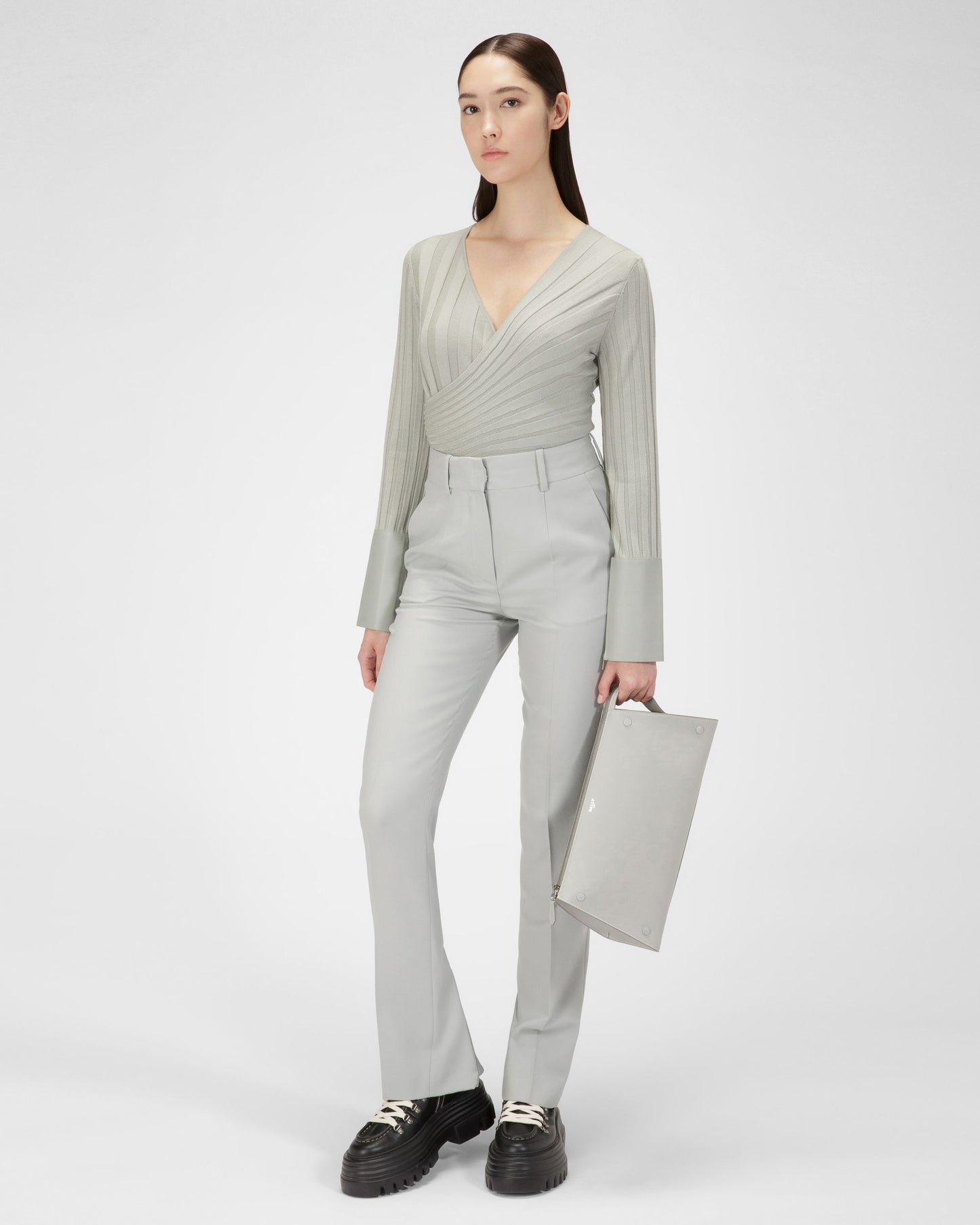 Wool Trousers In Grey