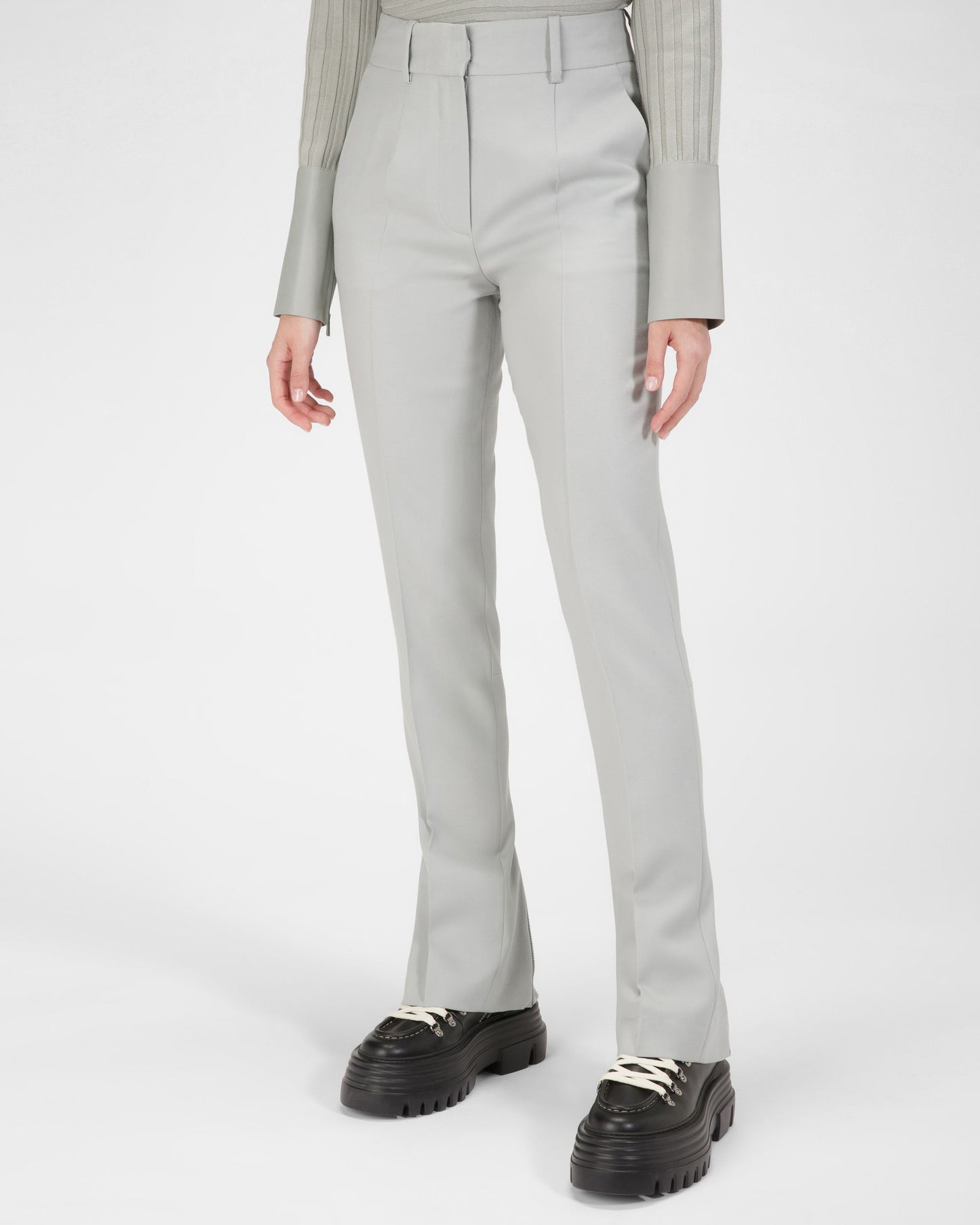 Wool Trousers In Grey