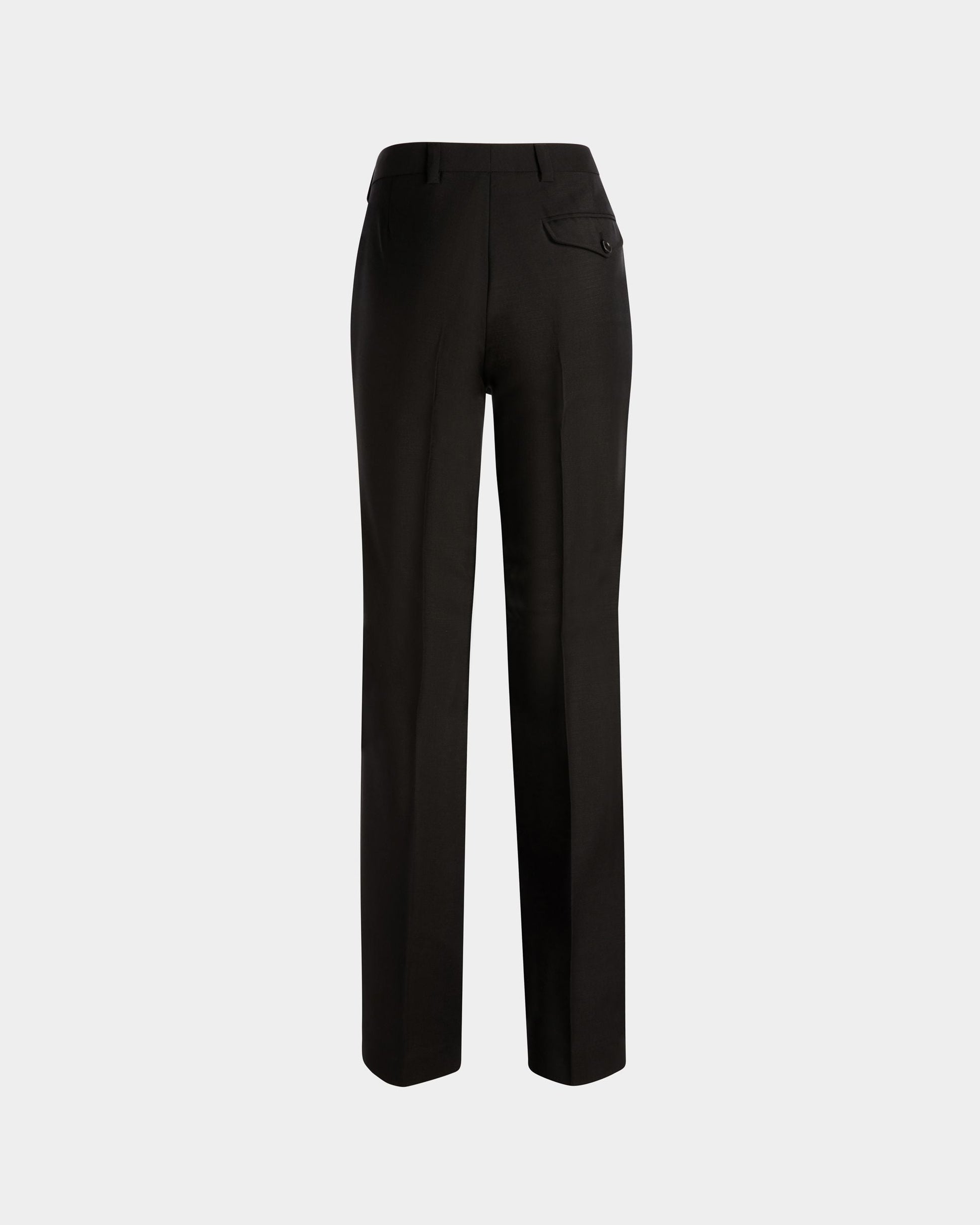 Tailored Straight Leg Pants | Women's Pants | Black Mohair Wool | Bally | Still Life Back