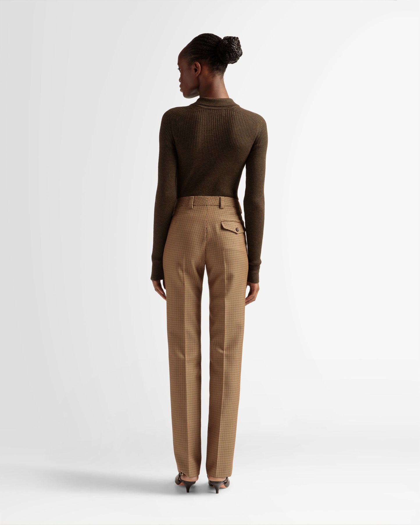 Tailored Straight Leg Pants | Women's Pants | Desert Wool | Bally | On Model Back