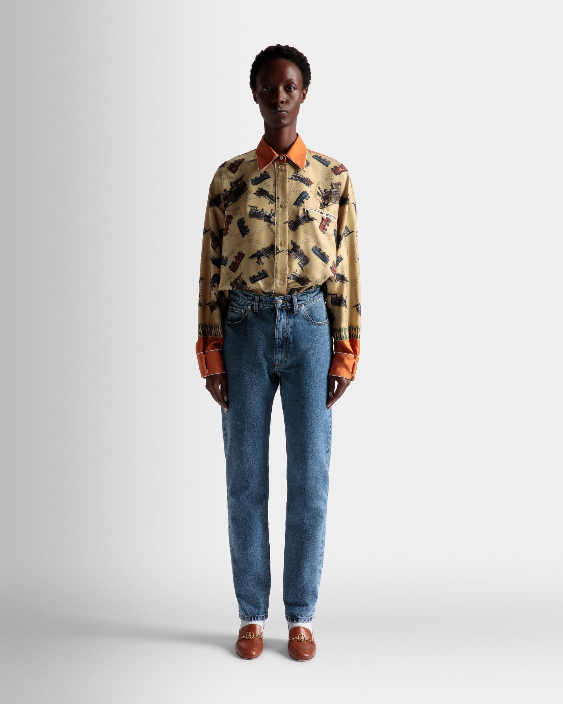 Denim Pants | Women's Pants | Light Blue Denim | Bally | On Model Front