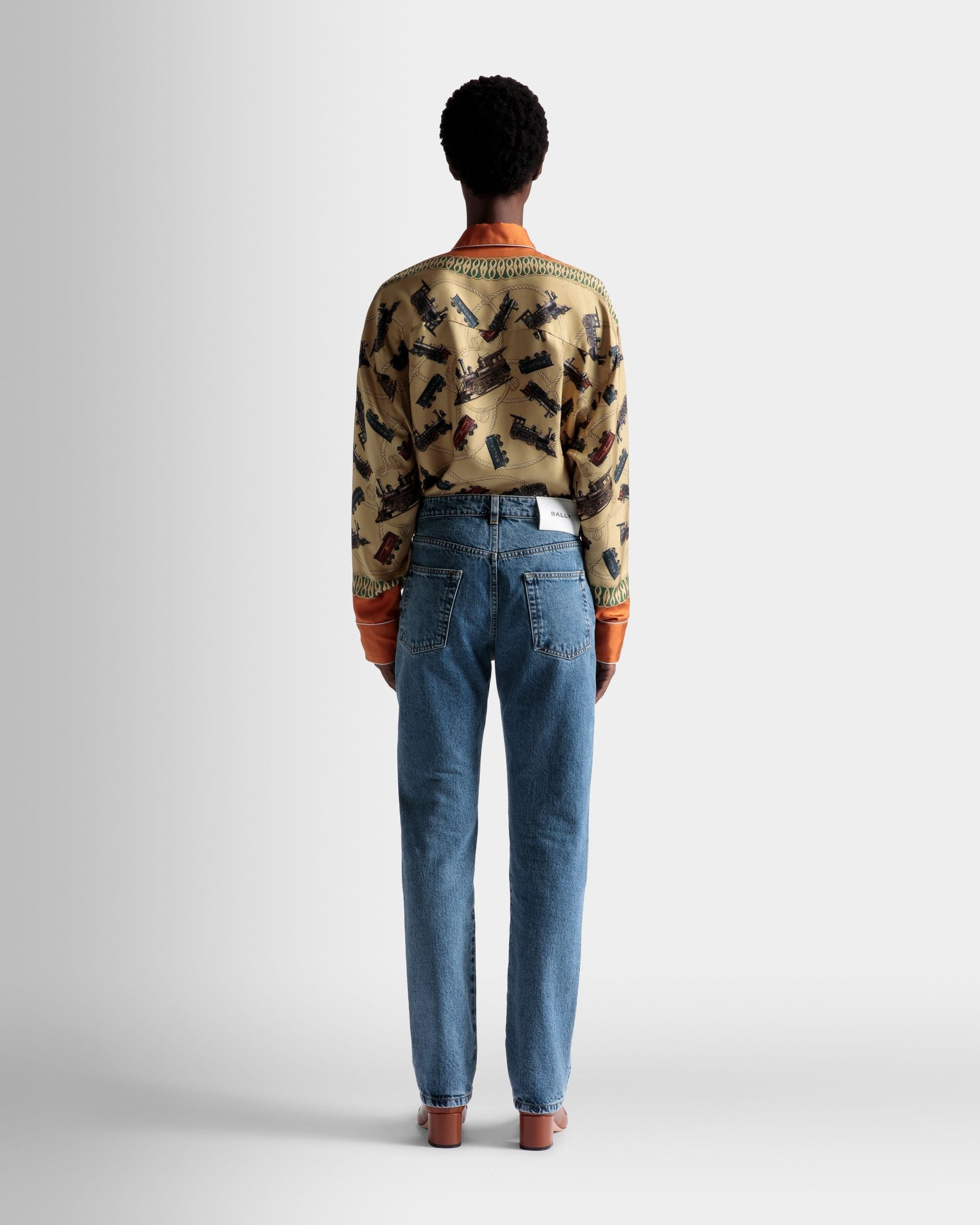 Denim Pants | Women's Pants | Light Blue Denim | Bally | On Model Back